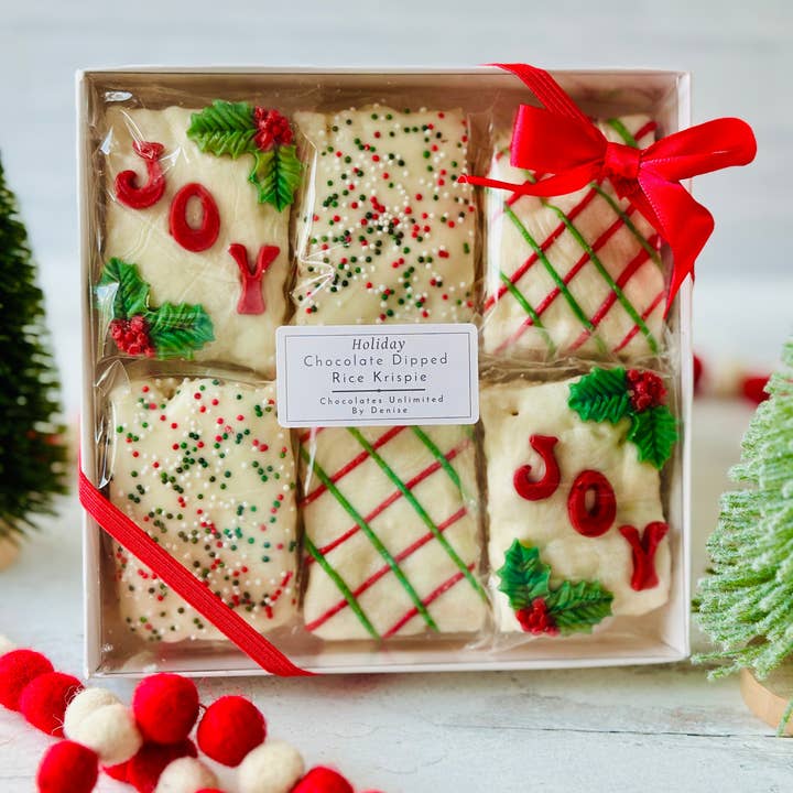 Chocolates Unlimited by Denise - Wholesale Chocolate Box - Holiday Chocolate Dipped Rice Crispy Treats Gift Box1