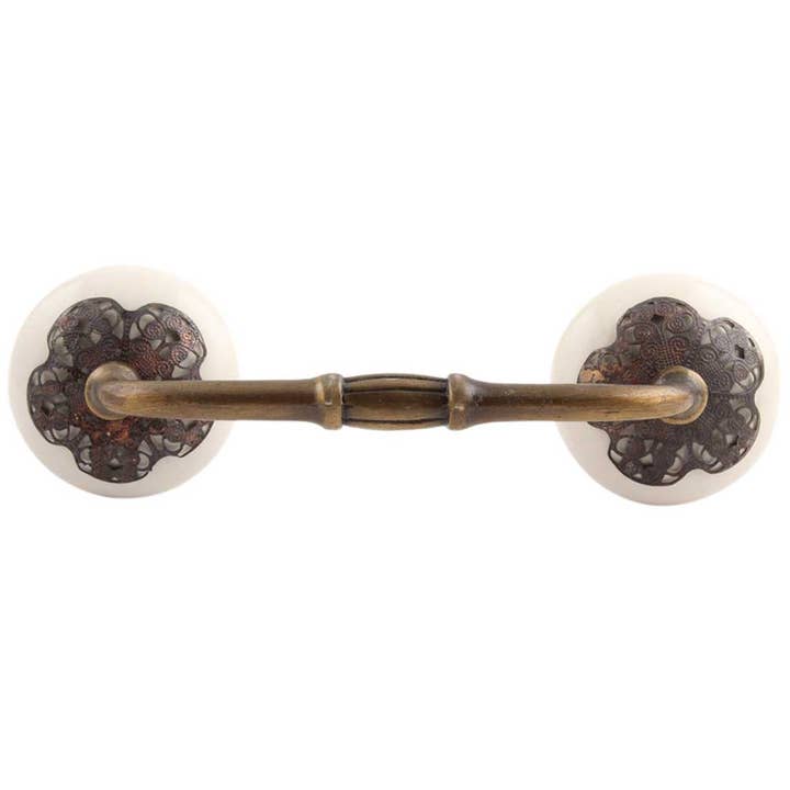 Juego de 12 tiradores decorativos de cerámica crema para cajones para venta al por mayor de Daana Paani LLC