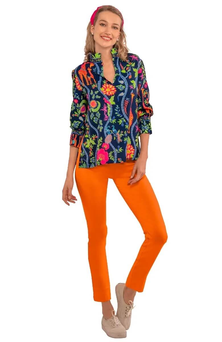 Gretchen Scott LLC - Wholesale Tunic - Women's - Ruffleneck Tunic - Jungle Symphony3