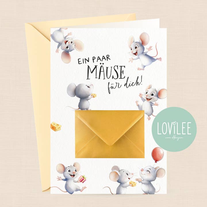 Souris | Carte-cadeau pliable | No. GGK-S2-04 pour la vente par LOViLEE