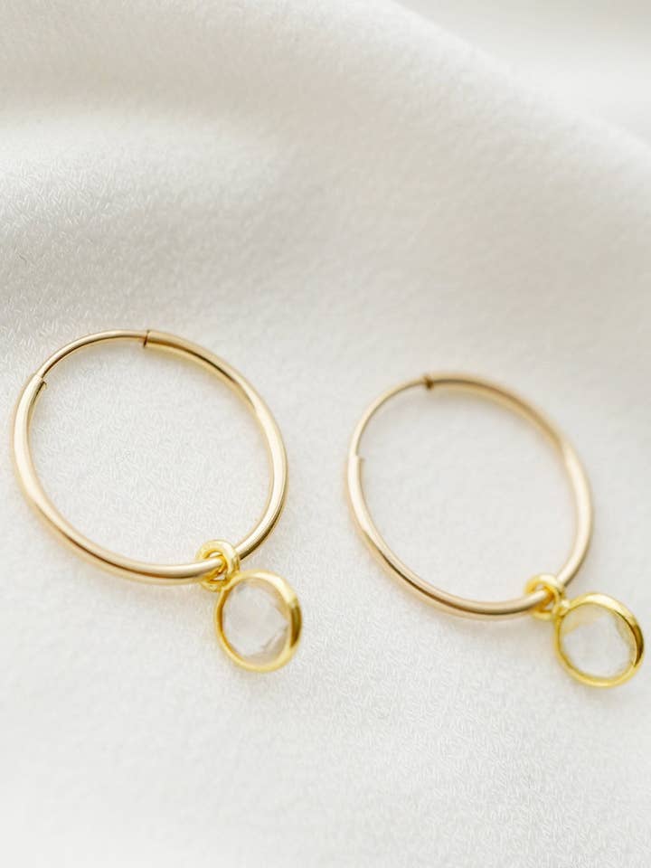 Quartz 14K Gold Fill Hoop Earrings (Valais) for wholesale by Hunter & Trove