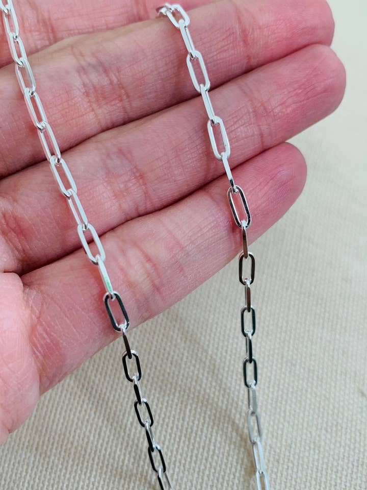 Sterling Silver 2.5mm Paperclip Chain | Sleek Minimalist for wholesale by Haus of Monogram