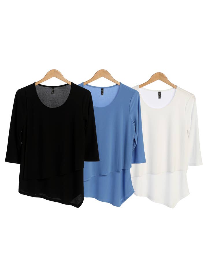 3/4 Mouw Dubbele Laag Tuniek - Stijl#CR119 voor wholesale door Focus Fashion