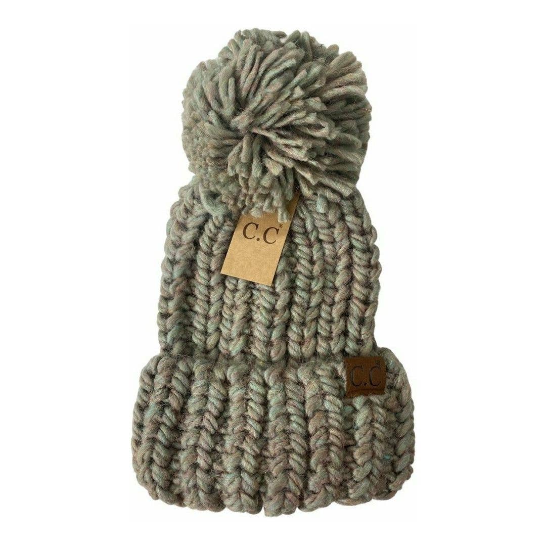 C.C Beanie - Wholesale Beanie - Women's - Chunky Knit Yarn Pom C.C Beanie HAT20857