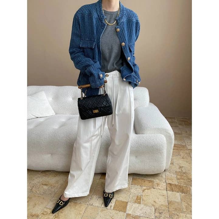 Textured Chanel Style Denim Jacket for wholesale by Mirazshoes WholeSale