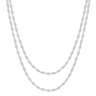 Silver Oval Chain Double Layered 16"-18" Necklace for wholesale by What's Hot