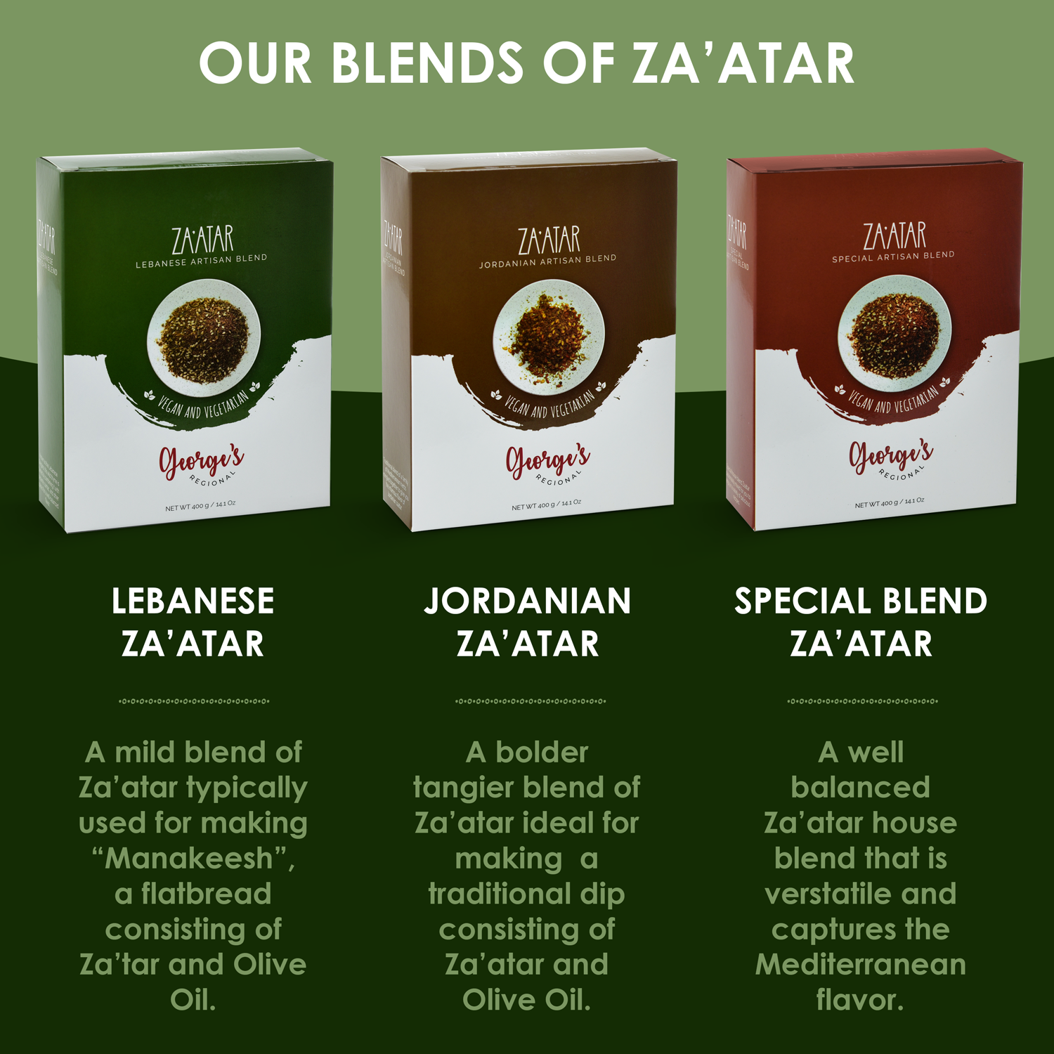 George's Regional - Vente Mélanges d'épices séchées - Zaatar - Mélange artisanal jordanien (400g)1