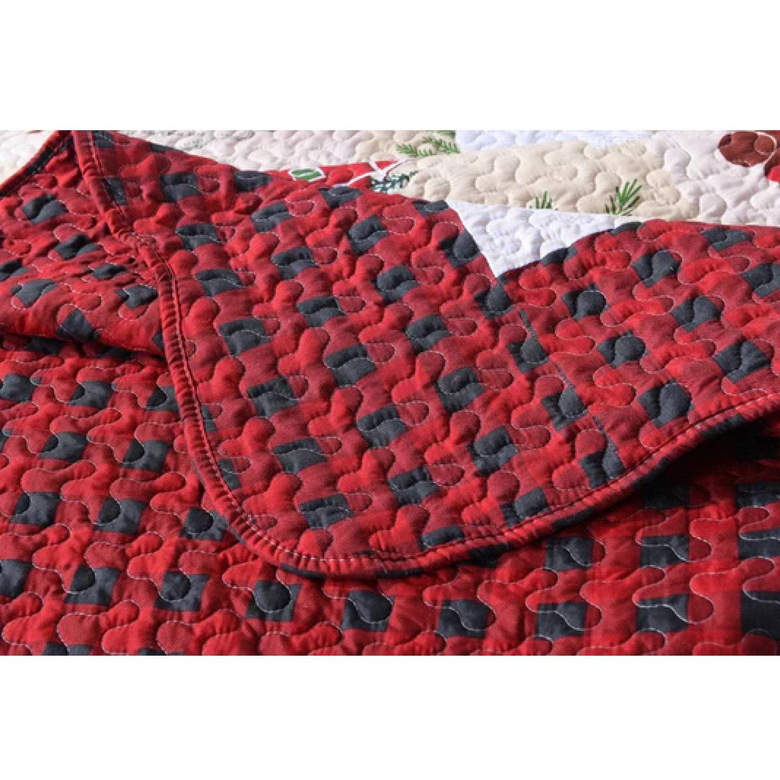 Sixale - Wholesale Bedding Set - Marcielo Christmas Quilt Set - Christmas Snowman Pattern Holiday Bedding Bed Set (1 Quilt 2 Pillow Shams) - BY0135