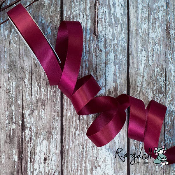 19mm Wine Satin Ribbon – 10 Metre Roll for wholesale by Imaginediy