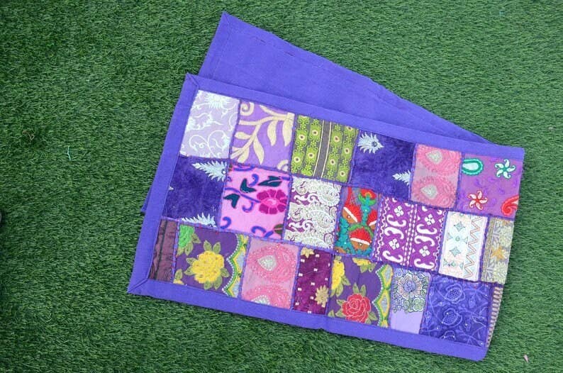 GYPSY STUDIO - Wholesale Table Runner - Purple Sari Patchwork Table Runner Hanging Tapestry Indian 0