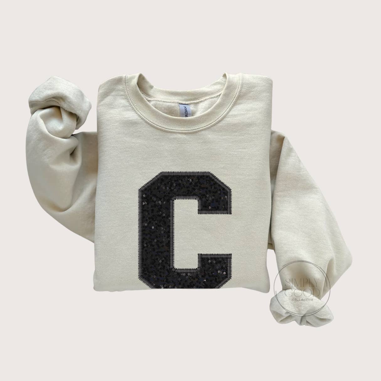 Simply Good Collective - Wholesale Sweatshirt - Women's - Custom Sequin Varsity Letter Sweatshirt