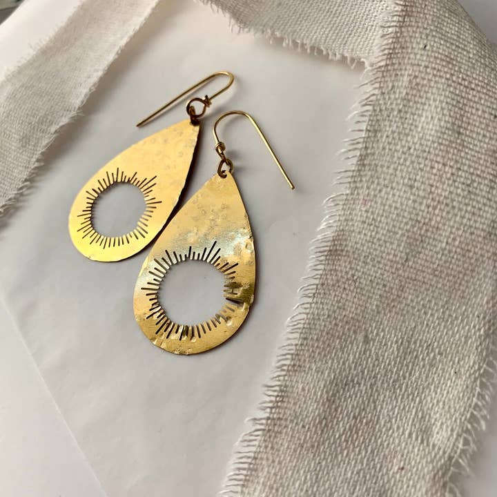 Rose and Della - Wholesale Dangle Earrings - Cutout Sunburst Brass Earrings7
