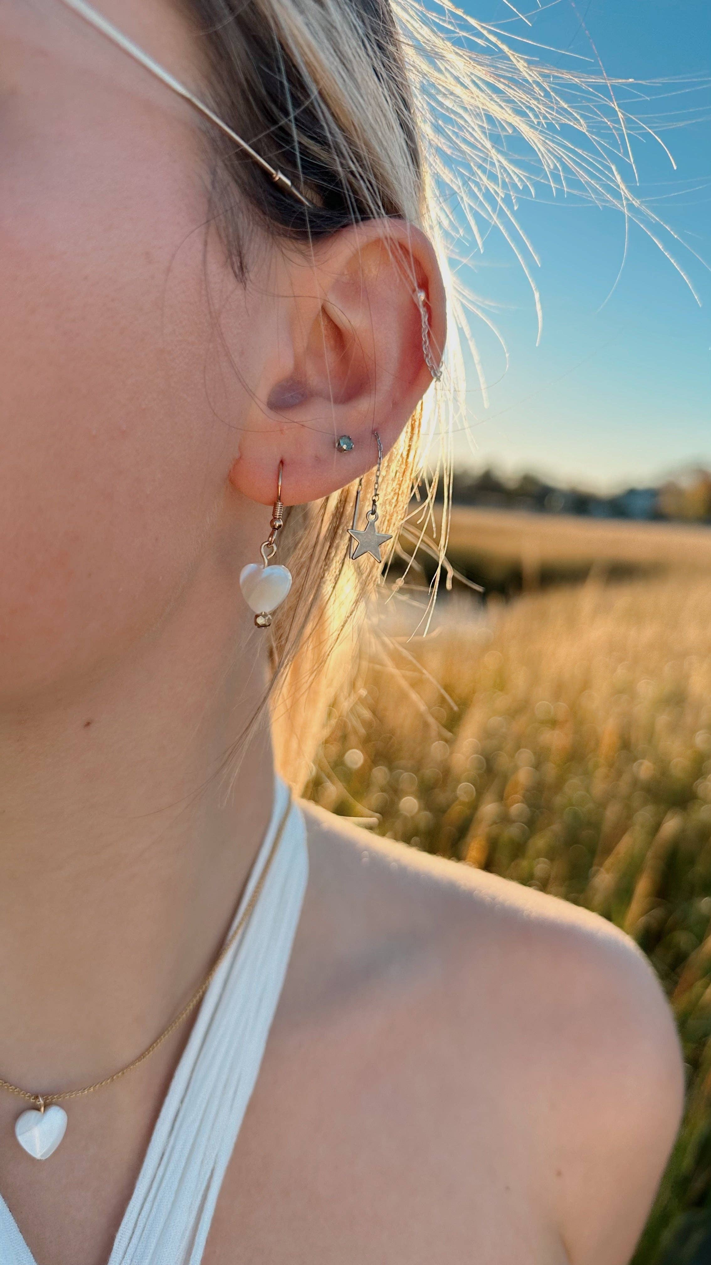 Salt & June - Wholesale Dangle Earrings - Shell Heart dangle earrings1