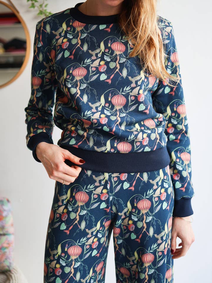 'Tailored' Sweatshirt | floral medusa | navy for wholesale by aesthete-kidswear