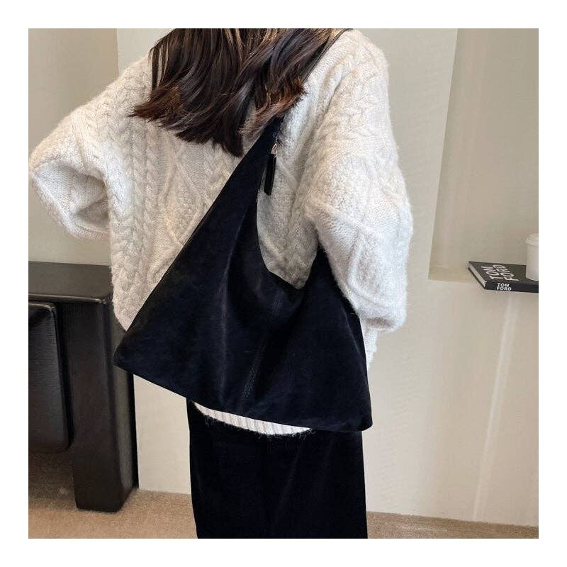 FurDecoration - Wholesale Shoulder Bag - Women's - Suede Large Solid Color Shoulder Bag2