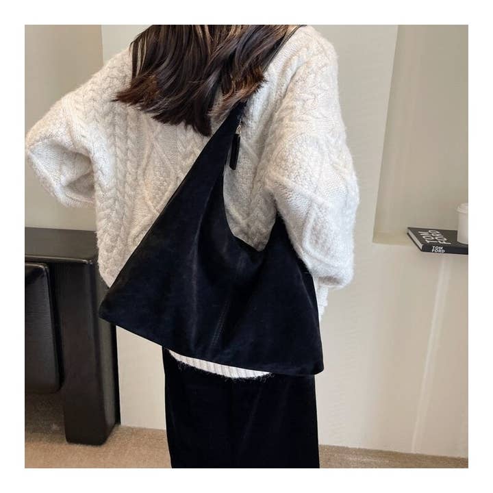 FurDecoration - Wholesale Shoulder Bag - Women's - Suede Large Solid Color Shoulder Bag2