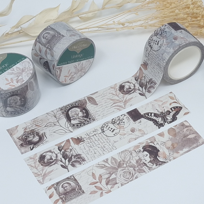Plan & Plot Studio - Vendita all'ingrosso Nastro washi - Nastro washi vintage con motivi di francobolli antichi e illustrazioni botaniche11