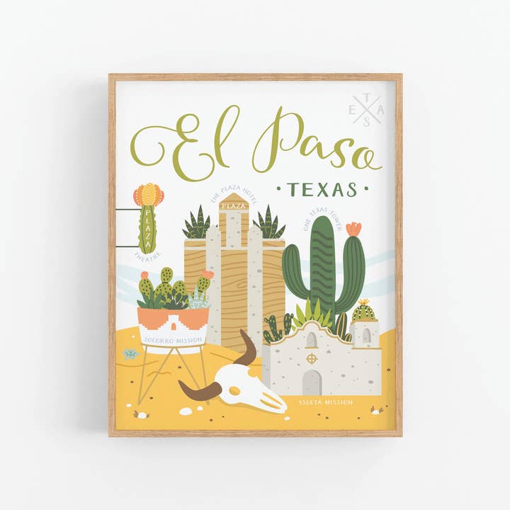 El Paso Succulent Skyline Art Print for wholesale by Easyhand Goods – formerly Onderkast