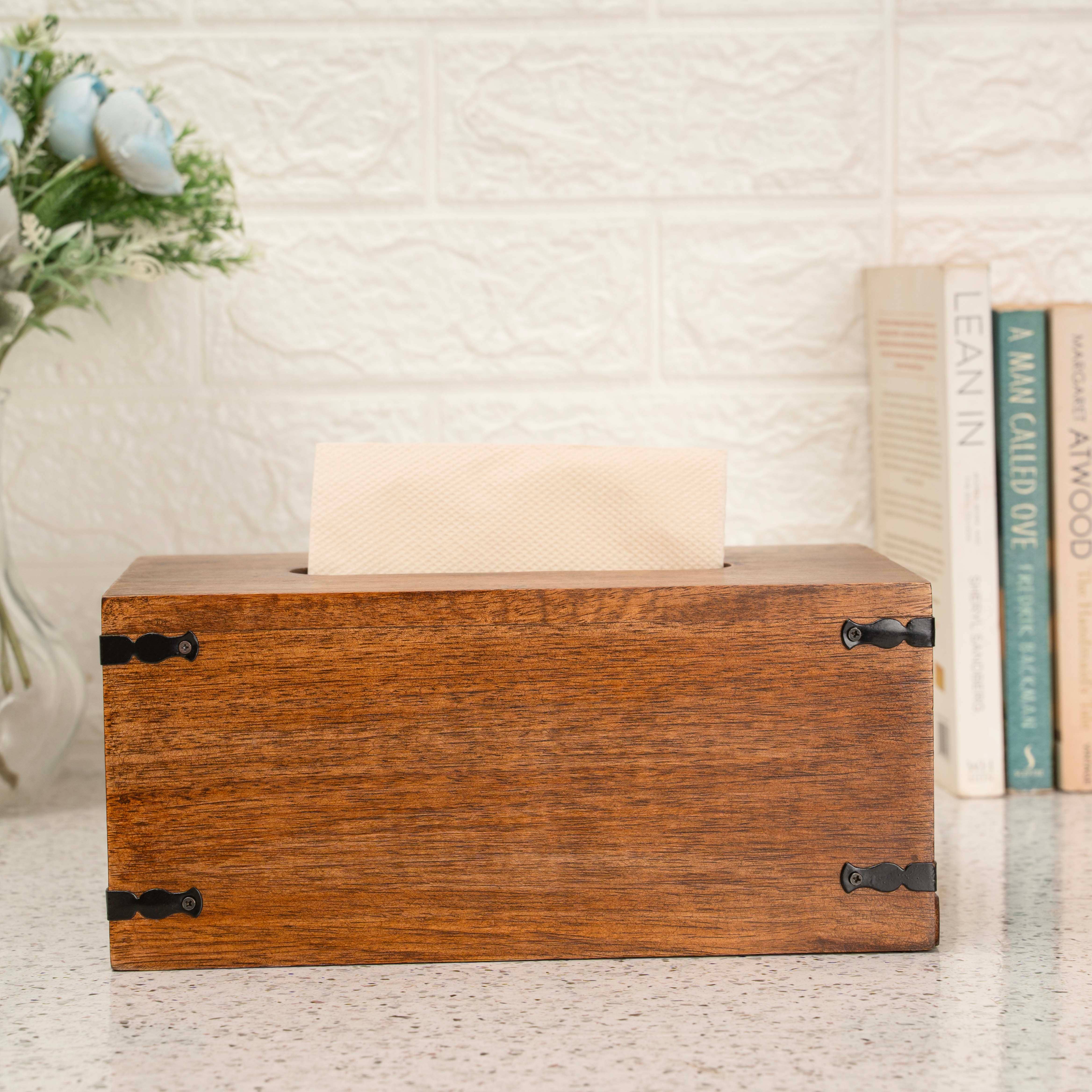 LuxeDesigns Co LLC - Wholesale Tissue Box - Rustic Natural Mango Wood Tissue Dispenser - Rectangle12