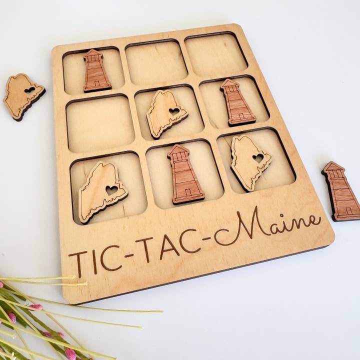 Birch House Games & Gifts - Wholesale Board Game - Maine State Gift - Tic-Tac-Toe ME Game - Customizable