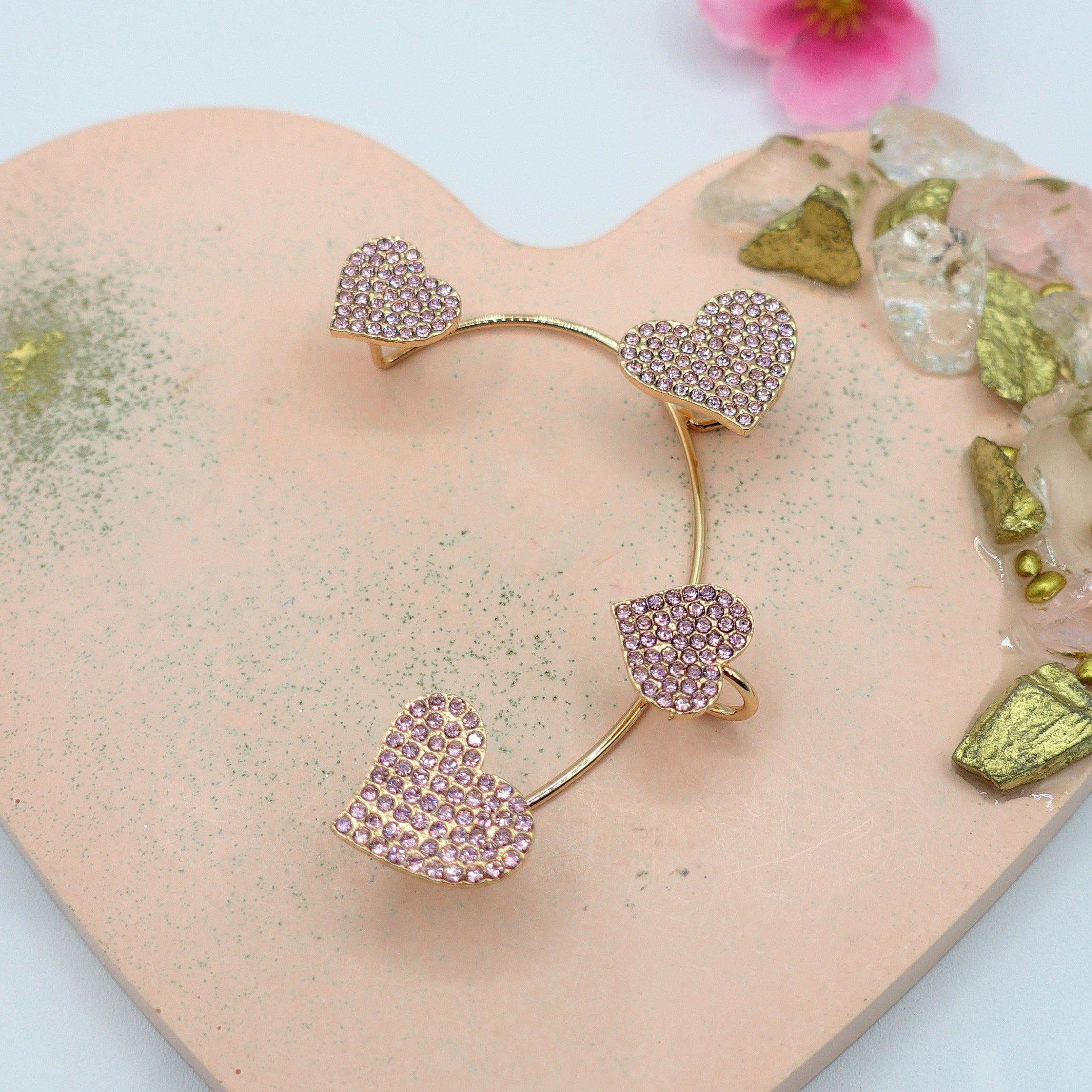 Daemon srls - Wholesale Cuff/Wrap Earrings - QUERIDA ~ EARCUFF mono orecchino con cuori in cubic zirconia15