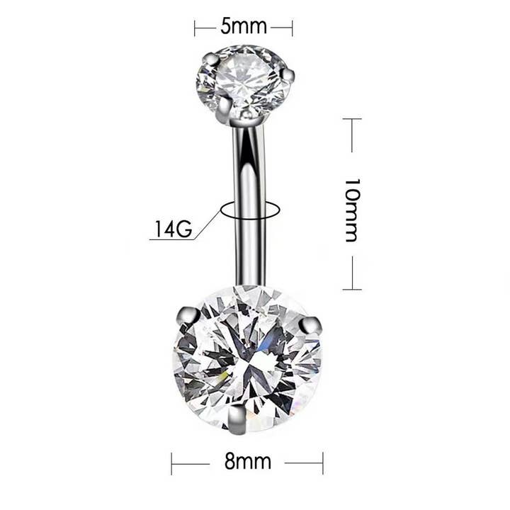ACCITY - Wholesale Belly Ring - Round CZ 3-Prong Stainless Steel Navel Ring_CWMM93773