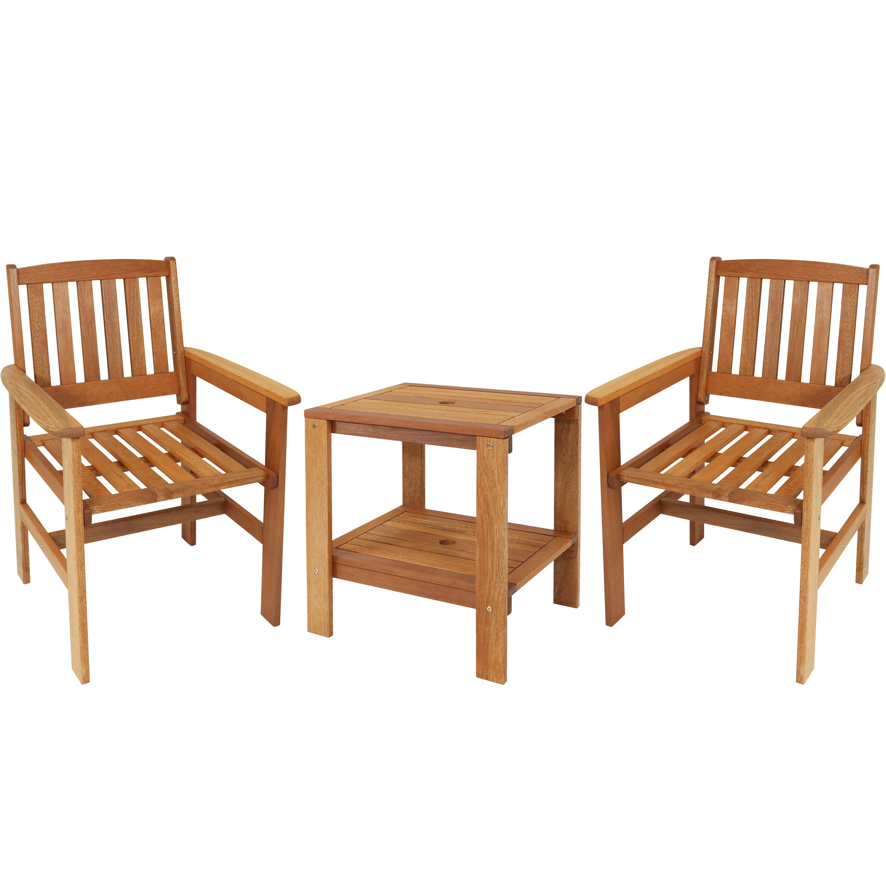 Sunnydaze Decor - Wholesale Patio Set - Meranti Wood 3-Piece Patio Conversation Set with 2 Chairs1