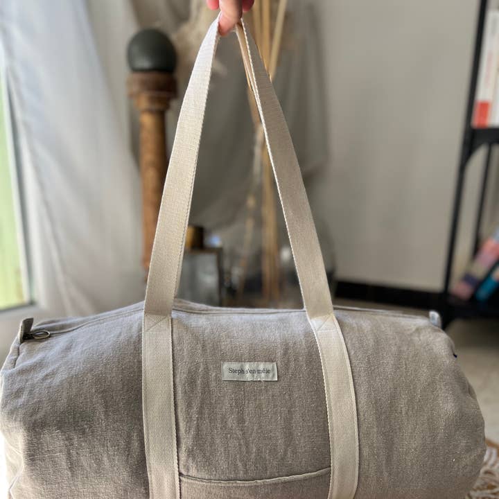 Steph s'en mêle - Wholesale Weekender Bag - Unisex - 100% natural French linen duffle bag