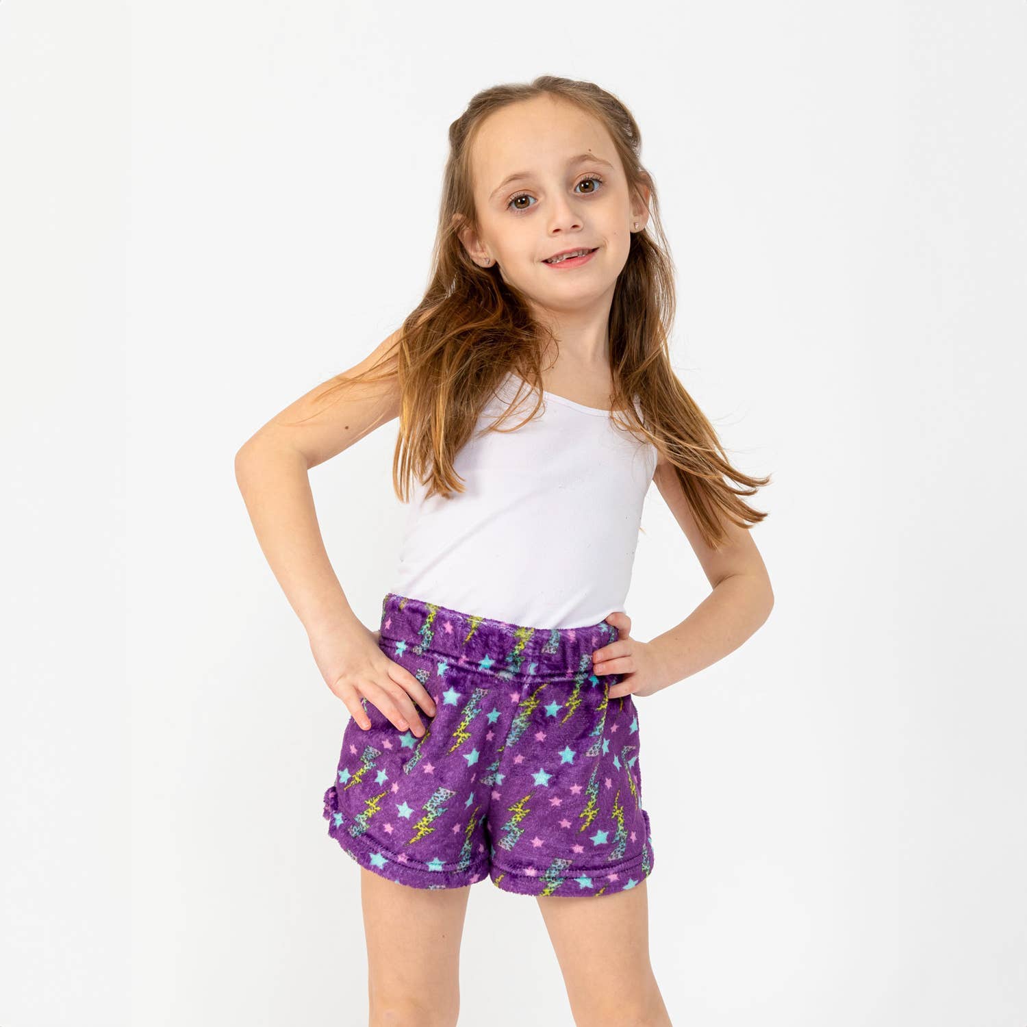 Limeapple - Wholesale Lounge Shorts - Kids - Girls Plush Lounge Shorts - Love More1