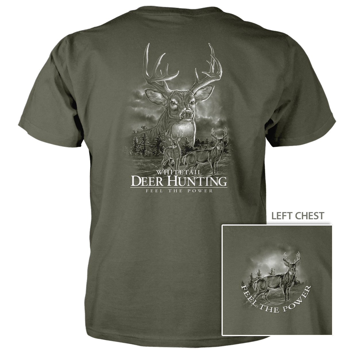 Old Country Outfitters - Vente T-shirt sérigraphié – unisexe - T-shirt en coton peigné « Feel the Power Deer Hunting »10