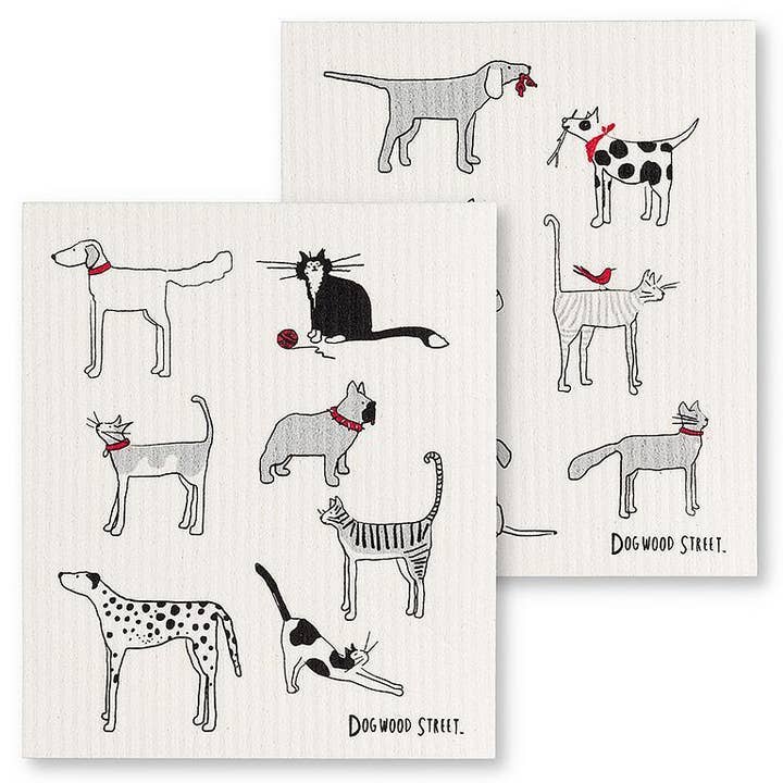 S/2 Dogs & Cats Dishcloths-6.5x8"L for wholesale by Abbott