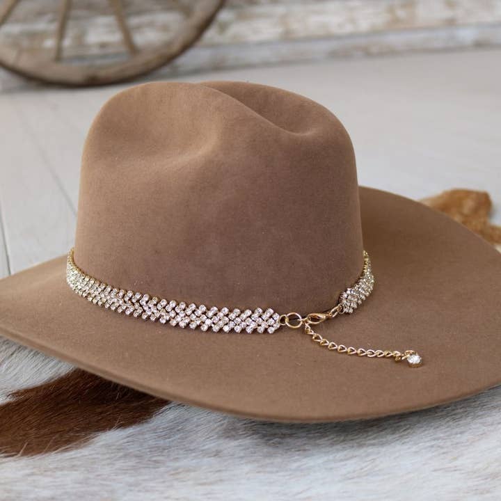 Willow Lane Hat Co. - Vente Accessoire pour chapeau – femme - Bandeau de chapeau en strass doré - Le Loretta4
