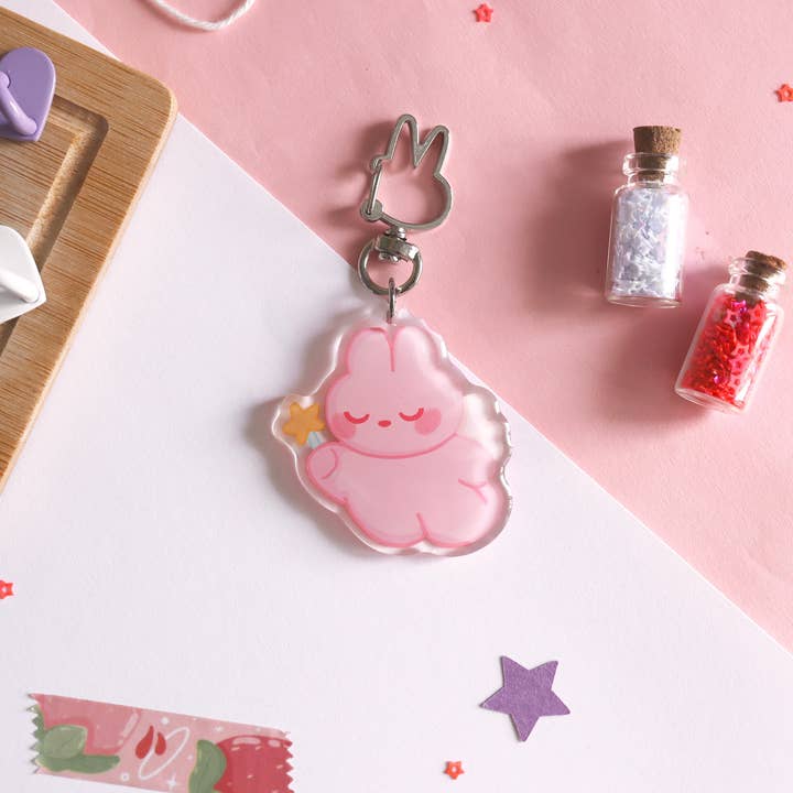 madebyshania – wholesale Nyckelringar - Dam – Angel Bunny Glitter Nyckelring