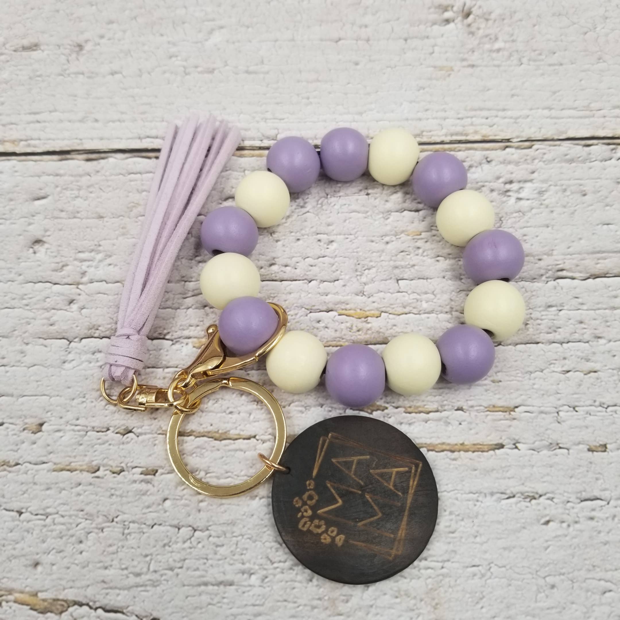 Treasure Wholesale – wholesale Keychain bracelet – Colorful Leopard Wood Bead Bracelet Keychain5