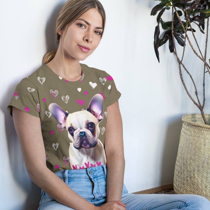 Frenchie Love Tee for wholesale by FunnyNikko