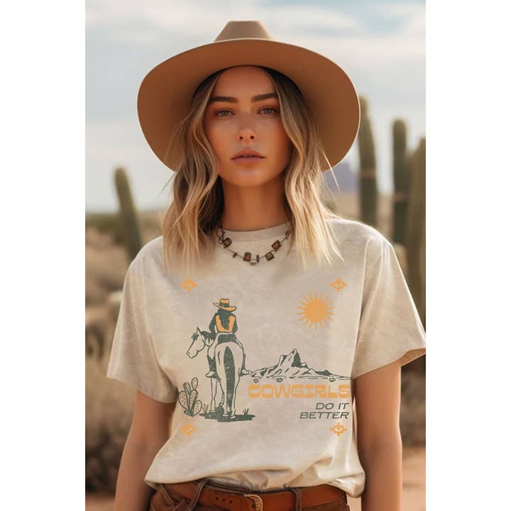 HRTandLUV - Wholesale T-Shirt (Graphic) - Women's - COWGIRLS DO IT BETTER MINERAL GRAPHIC TOP