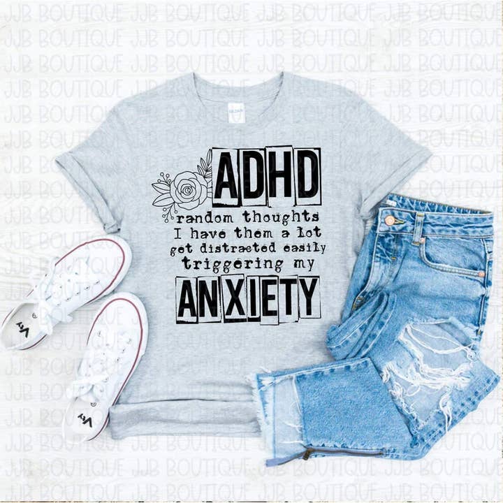 Rockin’ 5A Apparel – Großhandel T-Shirt mit Siebdruck – Damen – ADHS-Gedanken-T-Shirt