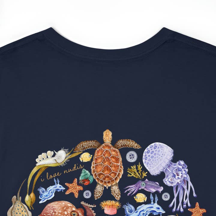 I LOVE NUDIS - Wholesale Screen Printed T-Shirt - Unisex - I LOVE NUDIS™ Watercolor Ocean Creatures 100% Cotton Tee1