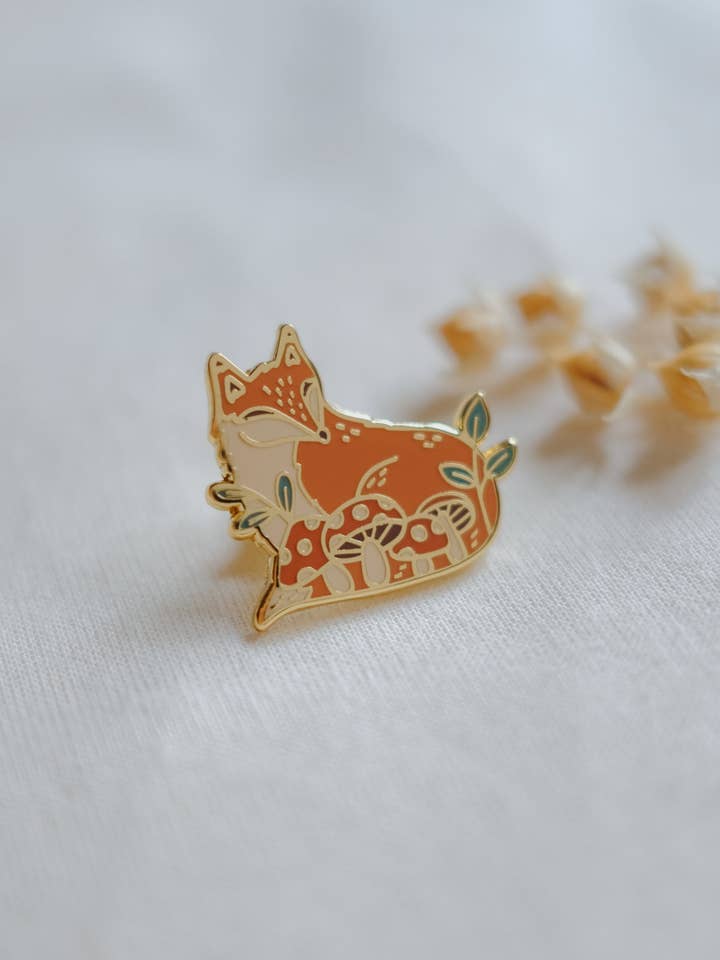 Fox in Forest Enamel Pin for wholesale by Justine Gilbuena