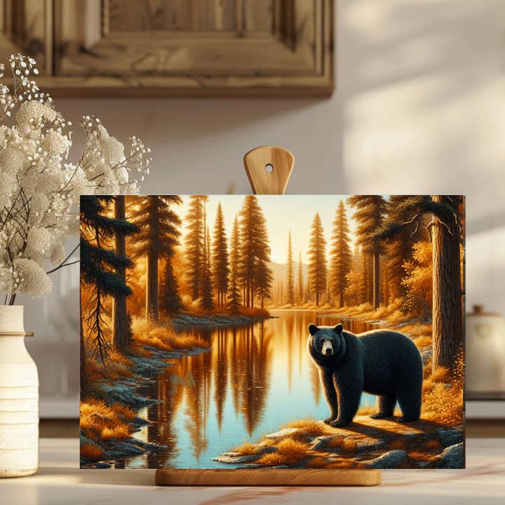 Wilderness Bear Glass Kitchen Cabin Cutting Board for wholesale by AvaryMaeInspirations