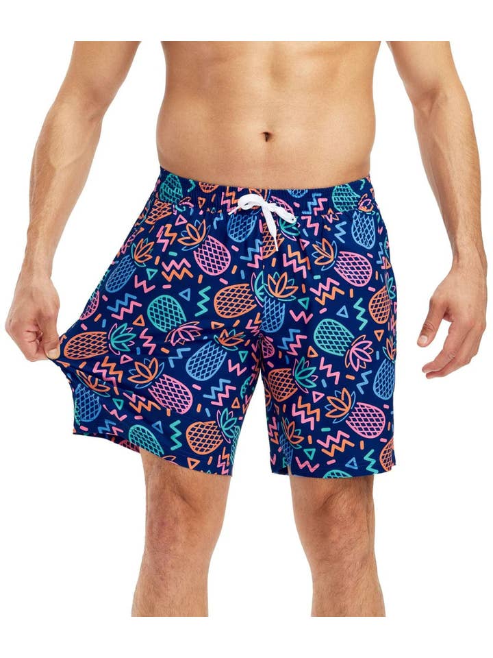 Tipsy Elves - Wholesale Swim Shorts - Men's - Party Pineapple 7.5" Stretch Swim Trunks - Men's Swim Shorts1