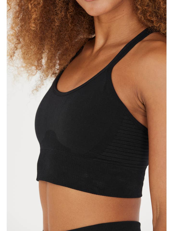 YUMAN - Wholesale Sports Bra - Women's - Athlecia Foan Seamless Comfort Sports Bra, Black