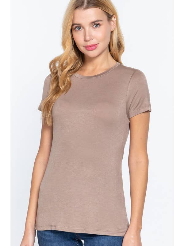 Active Basic | Active USA - Wholesale Knit Top - Women's - Short Sleeve Crew Neck Rayon Spandex Jersey Top13