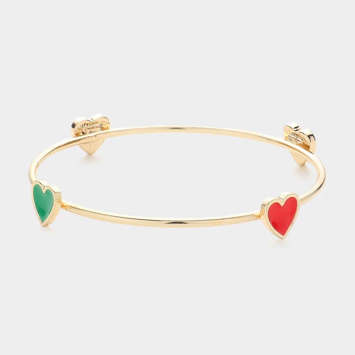 Sensibling Corp. - Wholesale Bangle Bracelet - Enamel Heart Pointed Bangle Bracelet3