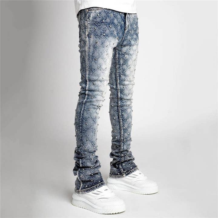 Plush Looks - Wholesale Jeans - Men's - Men's Rivet Straight Tube Pants