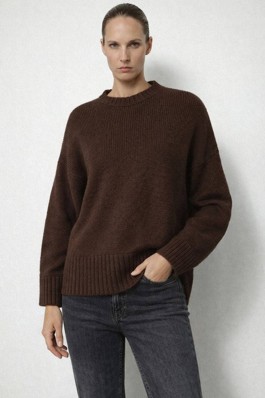 Anaz - Wholesale Knit Sweater - Women's - Oversized Crewneck Sweaters_ hem ribbing4