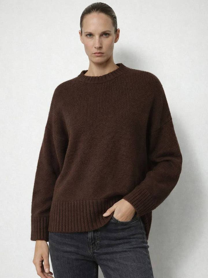 Anaz - Wholesale Knit Sweater - Women's - Oversized Crewneck Sweaters_ hem ribbing4