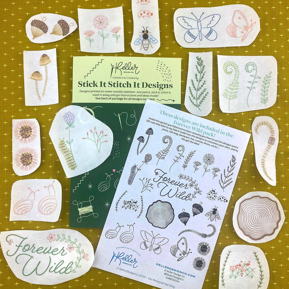Keller Design Co. - Wholesale Embroidery/Cross Stitch Supplies - Stick It Stitch It Water Soluble Embroidery Patterns-Forever Wild9