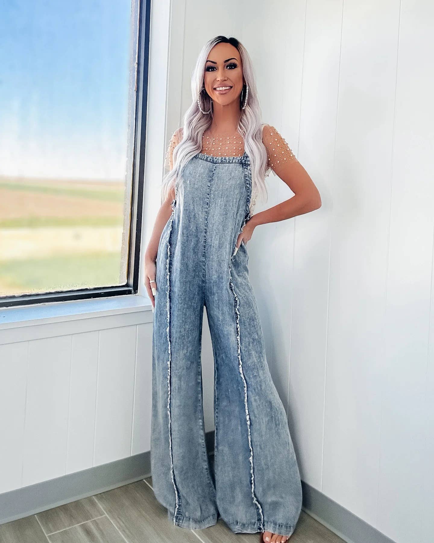Hope & Sunshine - Wholesale Jumpsuit - Women's - Washed Raw Wide Leg Jumpsuit