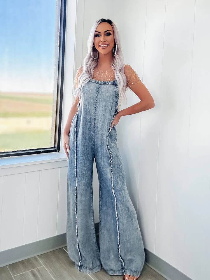 Hope & Sunshine - Wholesale Jumpsuit - Women's - Washed Raw Wide Leg Jumpsuit0